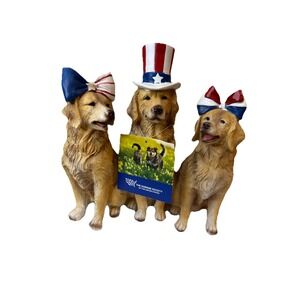 Humane Society Lab Golden Retriever Dogs Trio Patriotic July 4th 12" NWT